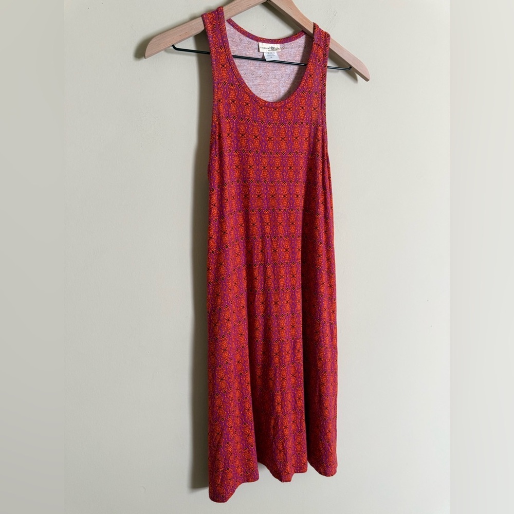 Natural Life Womens Paisley Knee Length Tank Dress Small Pink Orange Boho Summer - Picture 2 of 5